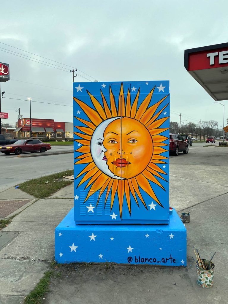 Public art mural by Blanco Art